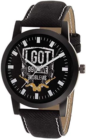 Watch Me Black Dial Black Leather Strap 99 Alive Problems Analog Analog Watches for Men Latest Stylish and Boys PUBG-005