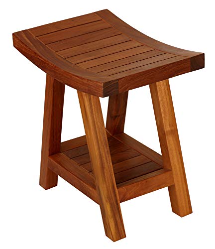 Bare Decor Niles Bench Stool with Shelf in Solid Teak Wood - Thumbnail 3