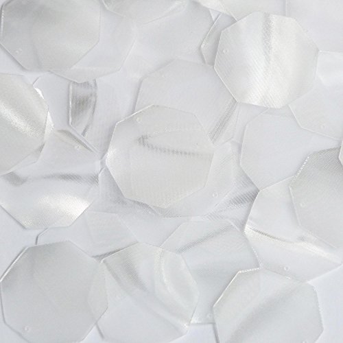 Sequin Octagon 1.5 inch Raw Silk Crystal Illusion. Loose Paillettes. Made in USA. Large for display, accents, applique, arts, crafts, and embellishment.