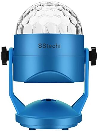 Stage Lights,SStechi Micro USB Port Stage Lights Sound Actived Auto 7 Color Changes RGB Rotating Stage Lighting with 3 x AA Battery Operated ( Not Included)for KTV Xmas Party Wedding Show (Blue)