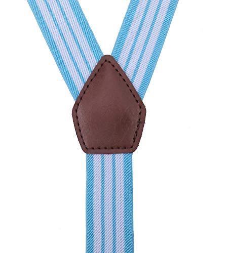 ORSKY Toddler Boys' Bow Tie and Suspenders Adjustable Elastic 24 Inches Blue White Stripe