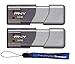 PNY USB 3.0 Flash Drive Elite Turbo Attache 3 Two Pack Bundle with (1) Everything But Stromboli Lanyard (64GB 2 Pack, Gray)