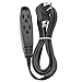 Aurum Cables 3 Outlet Flat Extension Cord for Indoor, 3 Prong Extension Cord with 16AWG 125V 1625W, UL Listed Triple Wire Grounded Multi Outlet Plug 6ft Black 1 Pack