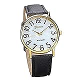 Clearance Sale!Women Watches,Shinericed Women's Fashion Retro Digital Dial Leather Band Big Numbers Quartz Analog Wrist Watch (Black)