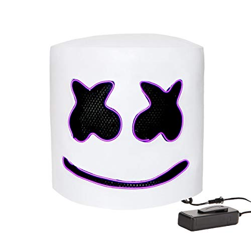 Buy LED Light Up DJ Marshmello Helmet Latex Costume for Music Festival