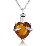 12 Colors Heart Crystal Cremation URN Necklace for Ashes Jewelry Memorial Keepsake Pendant