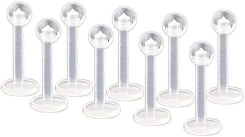 Lots of 10pcs 16g 1/2'' Transparent Acrylic Ball Tongue Ring Retainer Body Piercing Jewelry
