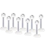 Lots of 10pcs 16g Clear Ball Lip Ring Labret Retainer Body Piercing Jewelry