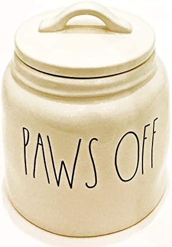 Rae Dunn マゼンタ セラミック ペット 犬 おやつ 刻印 Off Paws キャニスター 食品 店