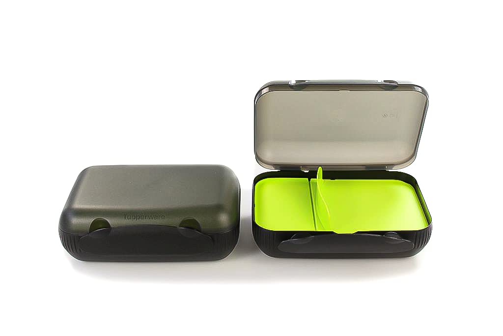 Tupperware 16274 To Go Lunch Box Black Lime + Divider (2) Lunch Box Sandwich