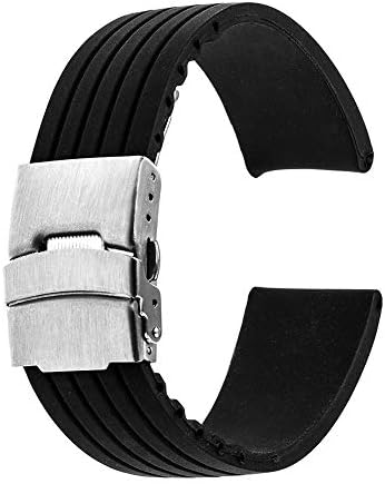 Fashion Quality Watch Straps 17mm 18mm 19mm 20mm 21mm Classic 22mm 23mm 24mm Universal Silicone Rubber Watchband Stainless Small Steel Buckle Watch Band Resin Strap