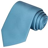 KissTies Mens Teal Blue Tie Solid Wedding Necktie