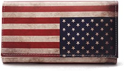 LIZHIGU American US Flag Print Faux Leather Zip Around Wallet for Women 0742 US Flag