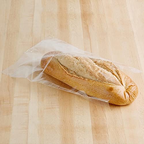 Lesibag Baguette Bread Fresh Plastic Bag 8" x 12" Mirco Perforated Bread Bags with Breathable