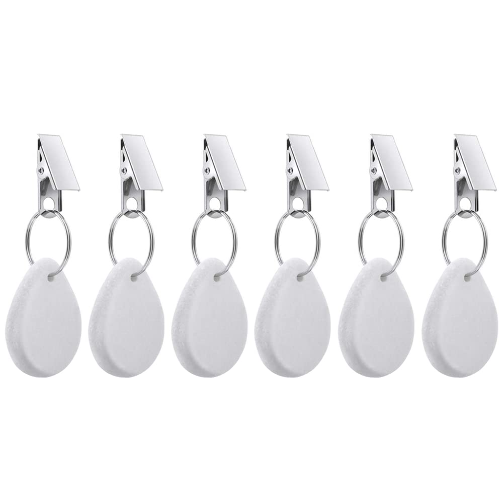 Tablecloth Weights Hangers, Tablecloth Pendant Stone Table Cover Weights with Metal Clips for Outdoor Party Picnic Table Decoration (White, 6pcs)