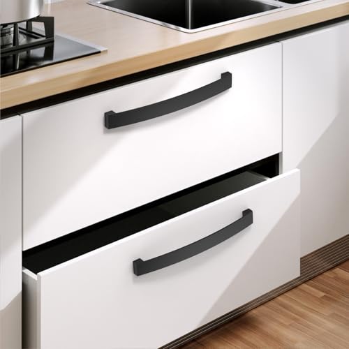 Amerdeco 10 Piece Kitchen Handles 160 mm Black Cabinet Handles Door Handles Furniture Drawers UK0021