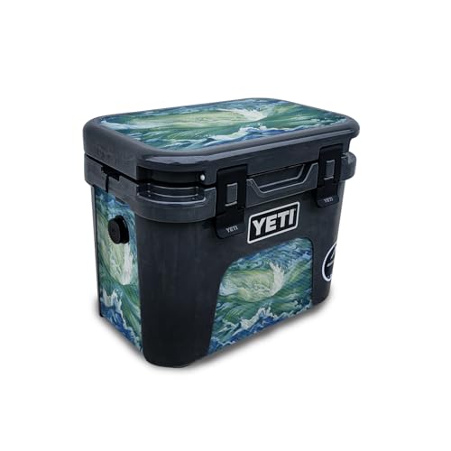Carbon Fiber Skin Compatible with Yeti Roadie 15 Hard Cooler - Cyclone Wave - P…