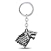 OK-STORE Dire Wolf Logo Sigil Keychain Direwolf Mark Key Chain Winter Is Coming Zinc Alloy Key Ring Family Tag House Badge Totem for Collectors and Fans