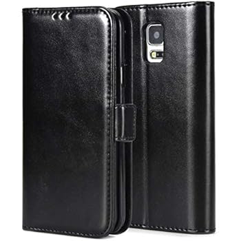 Galaxy S5 Wallet Case,Phone Case for Galaxy S5,CSTM Premium Vegan Leather Folio Flip Protective Shell Cover with Kickstand,Credit Slots and Magnetic Closure for Samsung Galaxy S5 (Black)