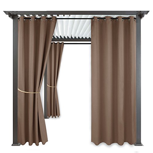 RYB HOME Outdoor Patio Curtains – Gazebo Window Shade Blind Water Repellent Exterior Reduc ...