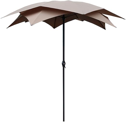 Le Papillon Garden Parasol 2 4m Lotus Flower Shape For Outdoor Patio Terrace With Crank Handle Beige Amazon Co Uk Garden Outdoors