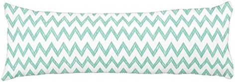 Trendy Pencil Mint Green Chevron Zigzags Pattern Long Body Pillow Case Pillow Cover 20 x 54 inch