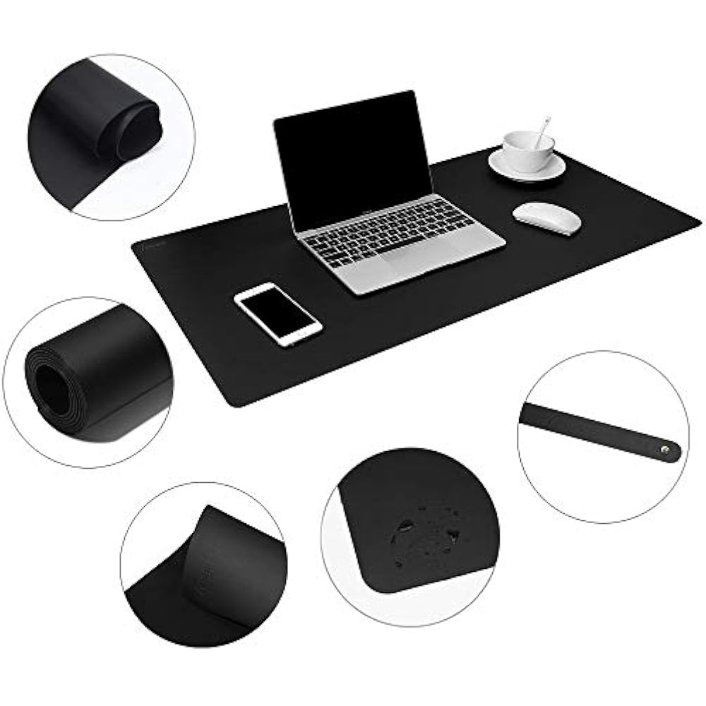 Leather Desk Pad Protector 36x17 Blotter Pad, Waterproof Writing