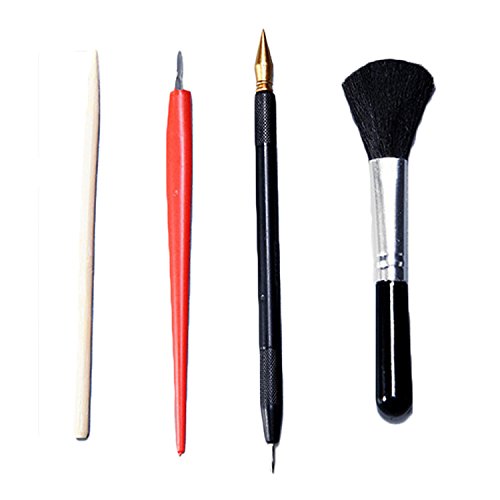 Scratch Tools,Migavenn Scratch Art Design Tools Scratch Arts Set with Stick Scraper Pen Black Brush for Scratch Sketch Art Painting Papers Sheets Painting Drawing Boards 4psc - Thumbnail 5