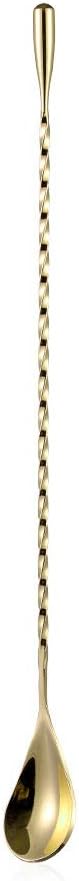 Bar Long Handle Spoons Spiral Stainless Steel Bartender Mixing Spoon Cocktail Shaker Spoon (1Pack- 30cm Gold)