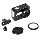 Aluminum Protective Shell Frame Case W/Mount lens cover Case + UV Filter for XIAOMI Yi Camera Black OS449