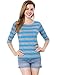 Allegra K Women's Elbow Sleeves Top Round Neck Slim Fit Tee Casual Printed T-Shirt Small Blue Gray