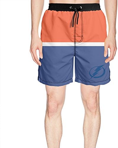Ruskin Toby Men's Tampa-Bay-Lightning-Primary-Logo Beach Shorts Quick Dry Summer Trunks Short