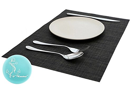 Rimobul Crossweave Woven Vinyl Placemats, Set of 6 (Basic-Black)