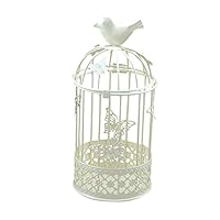 Tiktalk Vintage Candle Lantern Birdcage Metal Candle Holders for Wedding Home Table Decor Centerpiece (White)