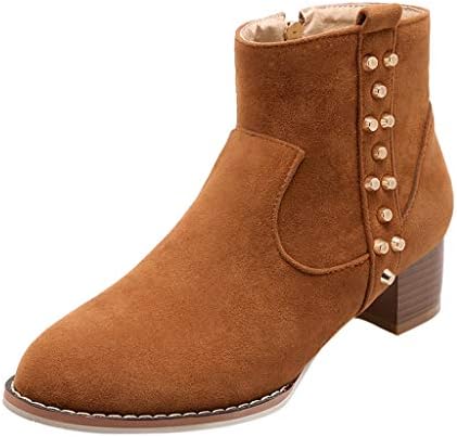 Liqiuxiang ショートブーツ ローヒール 太ヒール 大きいサイズ 厚底 サイドジップ 厚底靴 スニーカー レディース ショート ブーツ ブーティー ヒール カジュアルシューズ スエード