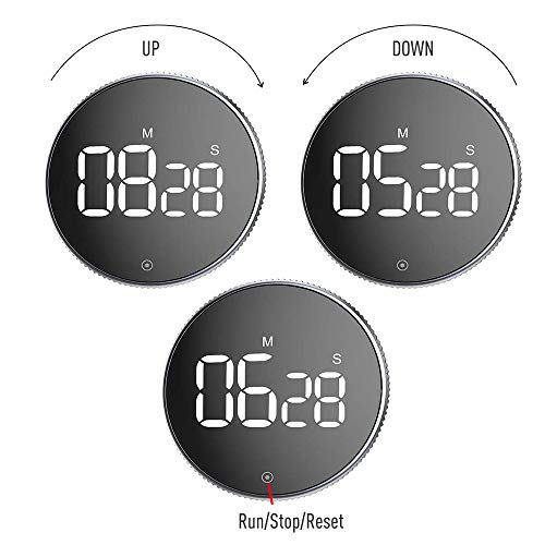 BALDR Digital Kitchen Timer, LED Twist One Button Setting Egg Timer, Magnetic Countdown & Count Up Timers for Cooking, Kids, Teachers, Classrooms or Home Gyms