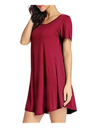 LATWIIV Vestido de manga corta para dama, estilo casual, suelto, para verano