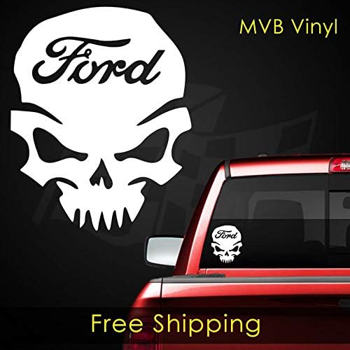 Ford Skull Vinyl Decal Sticker | Classic Mustang F-150 Racing SVT Script 450