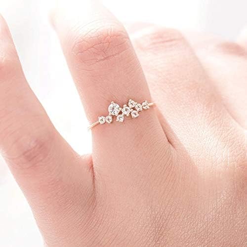 Simple 18k Gold Color Rings for Teen Girls Class Heart White Sapphire Studded Eternity Wedding Ring 925 Sterling Silver Engagement Stackable Diamond Rings Women Fashion Jewelry(Gold,6) - Image 4
