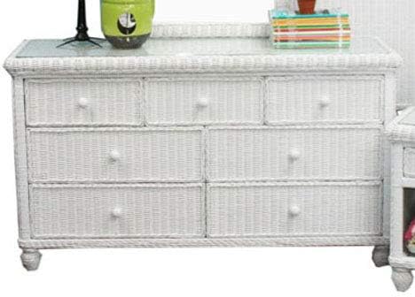 Amazon Com Rattan Man Tropical 7 Drawer Dresser With Glass Top In