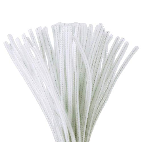 Pipe Cleaners 100 Pieces 6 x 300 mm Chenille Stem for Arts and Crafts (White)