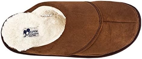 Aspen Slippers- Meni -Cozy Slippers For Men-Super Comfy &amp; Warm House Shoes- Scuff Slip On Faux Fur Winter Slippers- Casual Suede Fluffy Open-Back Footwear With Memory Foam Cushioning