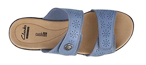 Clarks Womens Leisa Lacole Slide Sandal Denim Blue Leather
