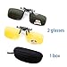 ZYZH Polarized Clip On Sunglasses Flip Up Fit Over Night Vision Glasses Anti Glare for Men Women Driving Sports 2 Pairs with Box -Yellow+Green