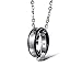 INBLUE Men,Women's 2 PCS Stainless Steel Pendant Necklace CZ Silver Gold Tone Black Ring Love Couple -With 20 and 23 Inch Chain