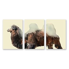 3 Panel Canvas Wall Art Animal with Mountain Pictures Home Wall Decorations for Bedroom Living Room Paintings Canvas Prints Framed - 16"x24" x 3 Panels
