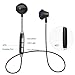Bluetooth Headphones, Wireless V4.1 Magnetic Stereo Earphones, Suitable for Samsung Galaxy S9, IPX4 Splash Proof Noise Cancelling with HD Mic for Running and Sport - Black