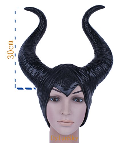 Halloween Deluxe Adult Costume Women Long Horns Headpiece Girls Black Mask (Black 1) - //coolthings.us