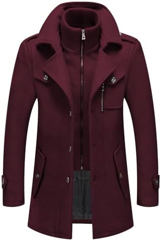 wantdo Men's Wool Melton Walking Coat Windproof Jacket Overcoat