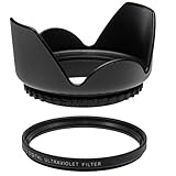 52MM UV Filter + 52mm Tulip Lens Hood for Samsung NX 50-200mm F4-5.6 OIS, 52 mm Ultraviolet Filter & 52 mm Lens Hood